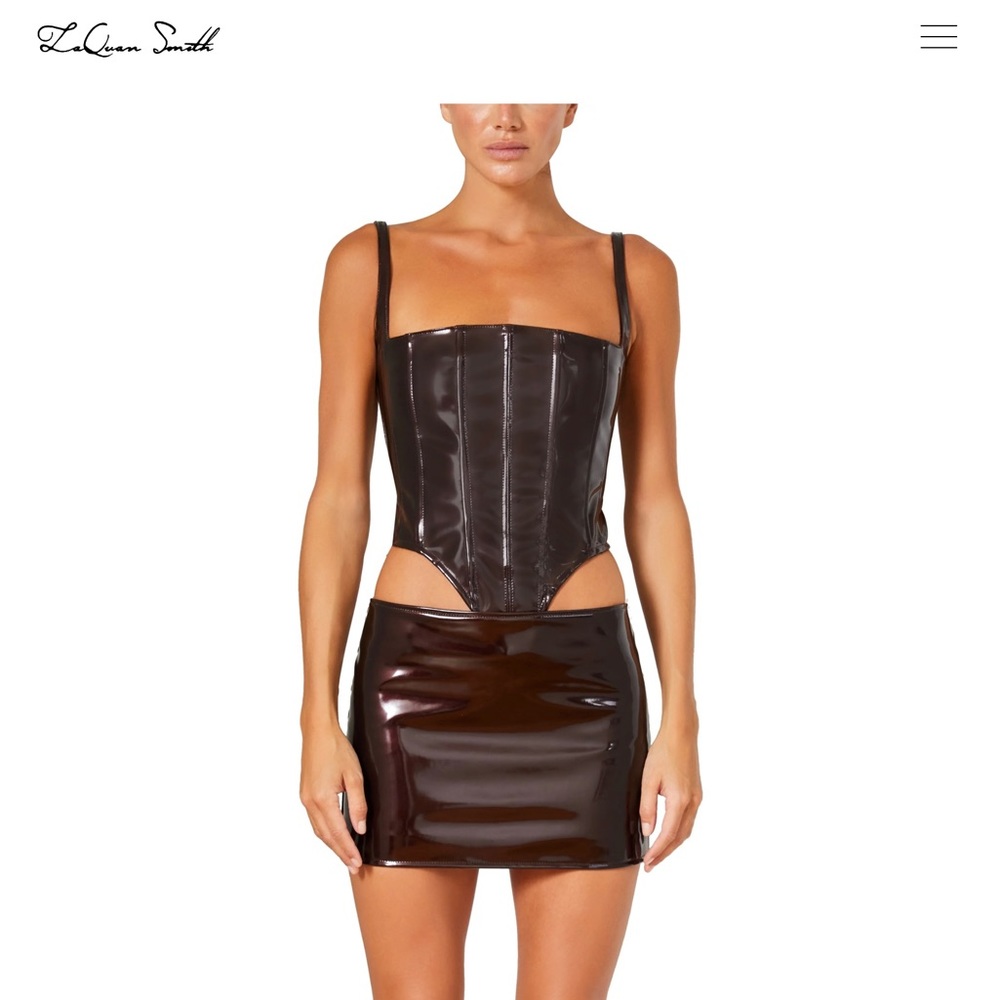 LaQuan Smith Chocolate PVC Bustier